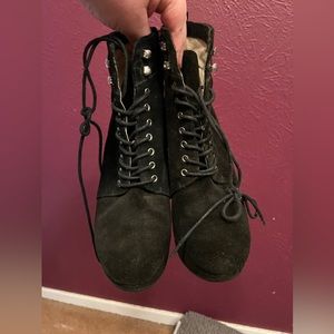 Michale Kors black lace up wedge boots-  11m